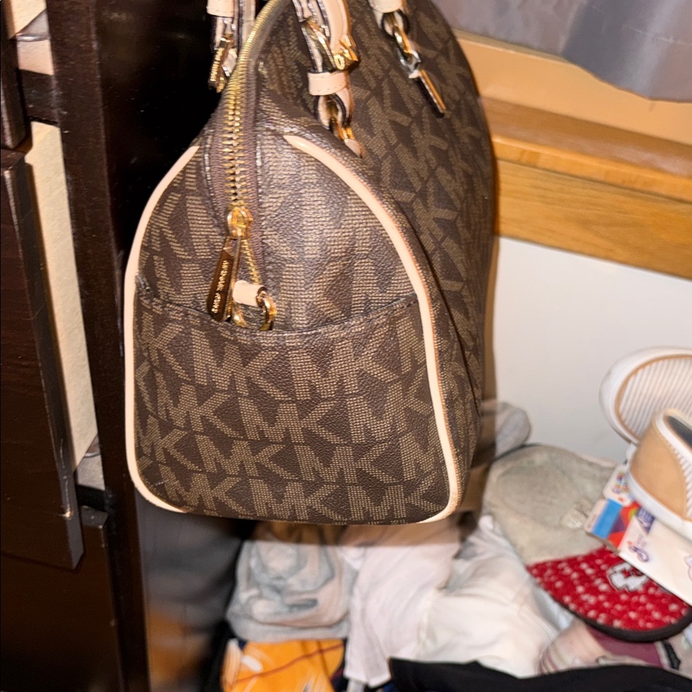 Michael Kors Brown Satchel with Gold Accents - Picture 6 of 15